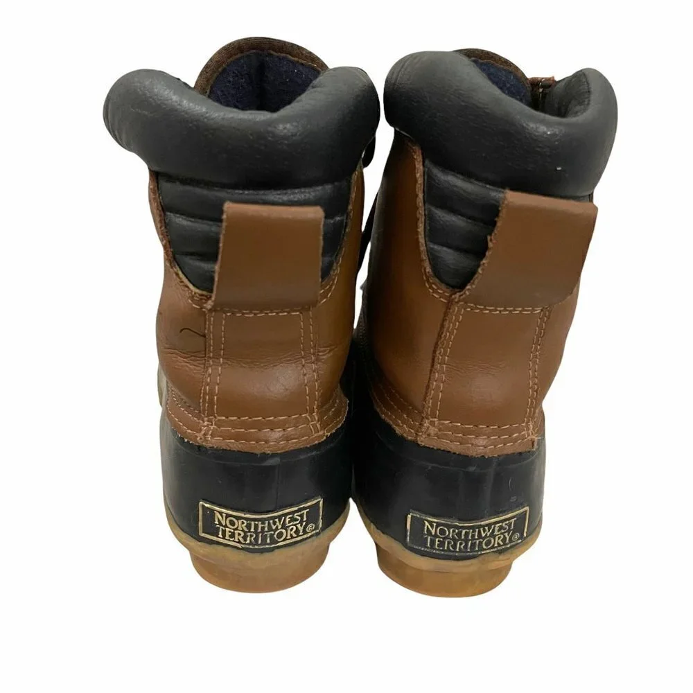 Northwest Territory Women's Brown Blue Leather Rubber Thinsulate Duck Boots Sz 9